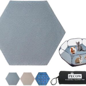 Pecow PLAYPEN NOT Included Hexagon Washable Liner for Portable Small Animal Playpen Guinea Pig Play Pen Hamster Cage Fleece Bunny Rabbit Fence Indoor/Outdoor Waterproof Reusable Super Absorbent(Grey)