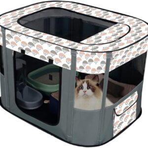 Floving Portable Doghouse Pet fence Foldable Pet playpen Rectangle Delivery Room Cat Nest Cat den Cat hut Puppy house Kennel Closed Pets Tent with carry bag (S/70 * 50cm, Gray)