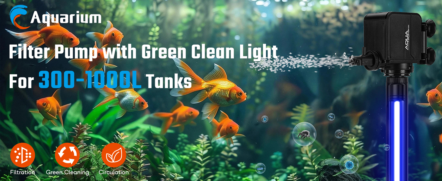 Fish Tank Filter Aquarium Filter Green Water Cleaning Filter Pump Submersible Water Pump