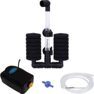 Powkoo Double Sponge Filter Aquarium Air Filter Bio Filter Sponges for Bettas Shrimp Breeder Fish Tank (Aquarium Set)
