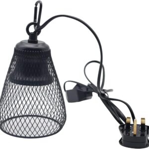 Reptile Heat Lamp Holder UVA UVB Terrarium Ceramic Heat Lamps Lampshade Holder Anti Hot Bracket Cage for Bearded Dragon, Lizard, Tortoise, Snake, UK Plug
