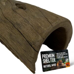 Smooth Apitong Wood Pet Hideaway- XL Size - Perfect for Reptiles, Snakes, Lizards, Geckos - Terrarium Decor - All-Natural, Non-Toxic Cave for Reptiles & Small Animals