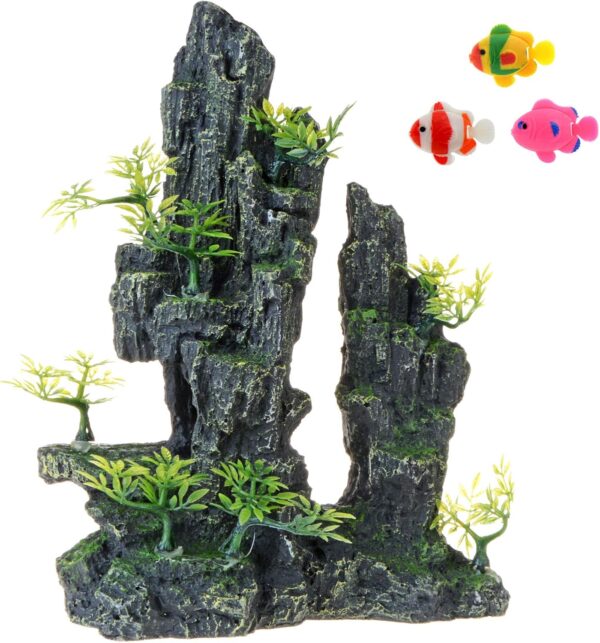 Uotyle Aquarium Decoration Mountain View, Rockery Landscape Rock Hiding Cave Stone Resin Tree Trunk Fish Tank Ornament