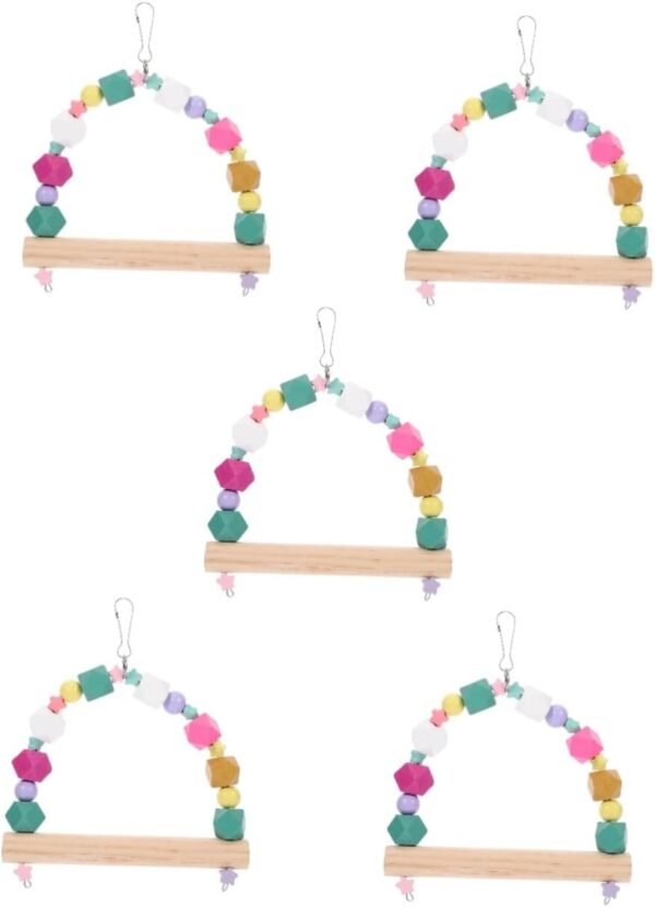 Yardwe 5pcs Parrot Swing Toy Bird Cage Toys Parrot Stand Perch Bird Perch Plaything Bird Stand Toy Bird Standing Toy Parakeet Cage Perch Decor Parakeet Toys Bird Rack Long Tail Wooden